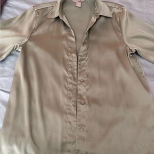 H&M Men's Casual Satin Shirt in Light Tan